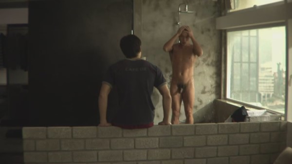 asian boy showering nude