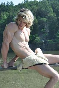 Muscle boy at the river